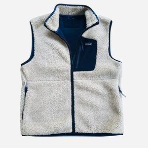Patagonia Classic Retro-X Vest Mens Size L Natural Navy Gorpcore Outdoor Cozy